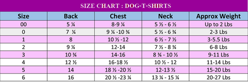 size chart for Betty Boop Born Wild Dog Tee (pam-betty-tee)